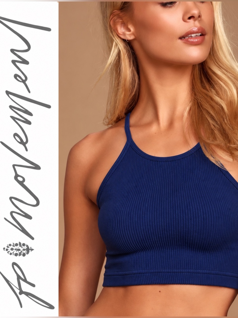 Free People Movement Happiness Runs Crop Top in Dark Navy Size XL EUC